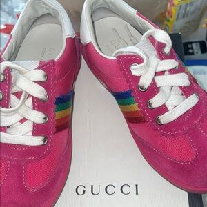 Gucci Kids Pink Rainbow Sneakers